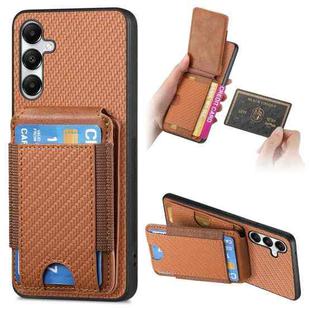 For Samsung Galaxy A05s Carbon Fiber Vertical Flip Wallet Stand Phone Case(Brown)