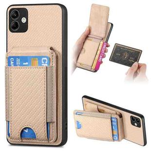 For Samsung Galaxy A04 4G Carbon Fiber Vertical Flip Wallet Stand Phone Case(Khaki)