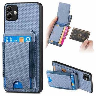 For Samsung Galaxy M53 5G Carbon Fiber Vertical Flip Wallet Stand Phone Case(Blue)