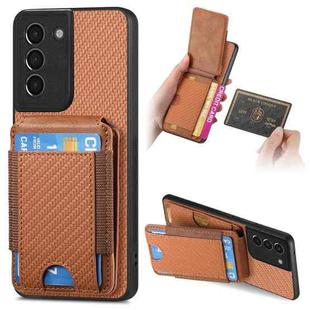 For Samsung Galaxy S22+ 5G Carbon Fiber Vertical Flip Wallet Stand Phone Case(Brown)