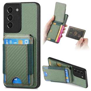 For Samsung Galaxy S22+ 5G Carbon Fiber Vertical Flip Wallet Stand Phone Case(Green)