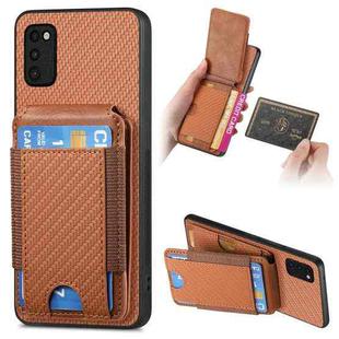For Samsung Galaxy A41 Carbon Fiber Vertical Flip Wallet Stand Phone Case(Brown)