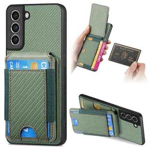 For Samsung Galaxy S21 FE 5G Carbon Fiber Vertical Flip Wallet Stand Phone Case(Green)
