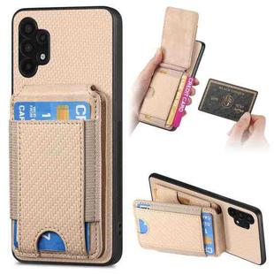 For Samsung Galaxy A32 5G Carbon Fiber Vertical Flip Wallet Stand Phone Case(Khaki)