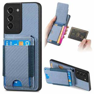 For Samsung Galaxy S21+ 5G Carbon Fiber Vertical Flip Wallet Stand Phone Case(Blue)