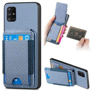 For Samsung Galaxy A71 5G Carbon Fiber Vertical Flip Wallet Stand Phone Case(Blue)