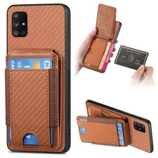 For Samsung Galaxy A71 5G Carbon Fiber Vertical Flip Wallet Stand Phone Case(Brown)