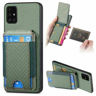 For Samsung Galaxy A51 4G Carbon Fiber Vertical Flip Wallet Stand Phone Case(Green)