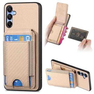 For Samsung Galaxy A23 Carbon Fiber Vertical Flip Wallet Stand Phone Case(Khaki)
