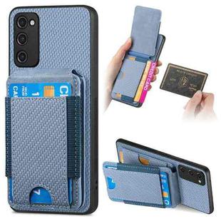 For Samsung Galaxy S20 FE Carbon Fiber Vertical Flip Wallet Stand Phone Case(Blue)