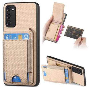 For Samsung Galaxy S20 FE Carbon Fiber Vertical Flip Wallet Stand Phone Case(Khaki)