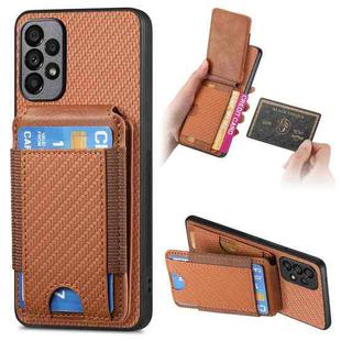 For Samsung Galaxy A72 5G Carbon Fiber Vertical Flip Wallet Stand Phone Case(Brown)