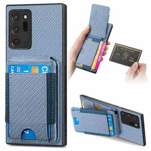 For Samsung Galaxy Note20 Ultra Carbon Fiber Vertical Flip Wallet Stand Phone Case(Blue)