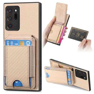 For Samsung Galaxy Note20 Ultra Carbon Fiber Vertical Flip Wallet Stand Phone Case(Khaki)