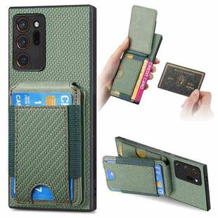 For Samsung Galaxy Note20 Ultra Carbon Fiber Vertical Flip Wallet Stand Phone Case(Green)