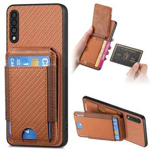 For Samsung Galaxy A70 / A70s Carbon Fiber Vertical Flip Wallet Stand Phone Case(Brown)