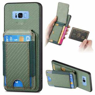 For Samsung Galaxy S8+ Carbon Fiber Vertical Flip Wallet Stand Phone Case(Green)