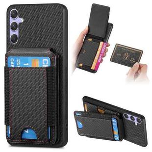 For Samsung Galaxy S25 5G Carbon Fiber Vertical Flip Wallet Stand Phone Case(Black)