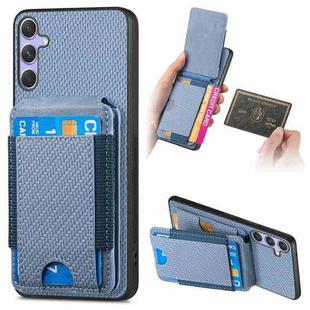 For Samsung Galaxy S25 Ultra 5G Carbon Fiber Vertical Flip Wallet Stand Phone Case(Blue)