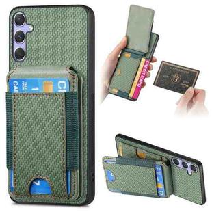 For Samsung Galaxy S25 Ultra 5G Carbon Fiber Vertical Flip Wallet Stand Phone Case(Green)