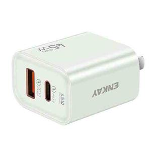 ENKAY FC-001 45W USB-A + USB-C / Type-C Dual Ports Quick Charger, US Plug(Light Green)