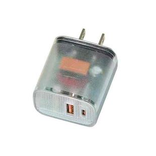 Transparent PD3.0 Type-C + QC3.0 USB Mobile Phone Charger, US Plug(Transparent)