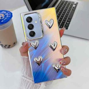 For Samsung Galaxy A25 5G Electroplating 5-Heart Laser Texture TPU Phone Case(Feather Yarn)