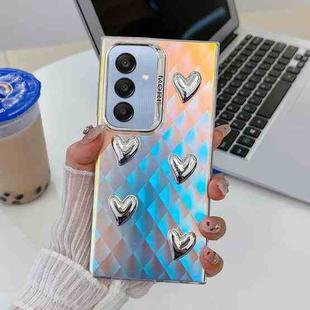 For Samsung Galaxy A25 5G Electroplating 5-Heart Laser Texture TPU Phone Case(Plaid)