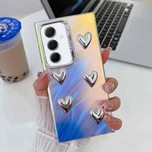 For Samsung Galaxy A55 5G Electroplating 5-Heart Laser Texture TPU Phone Case(Feather Yarn)