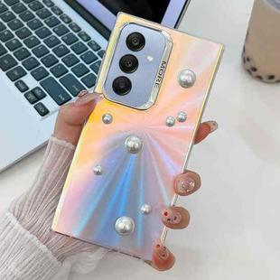 For Samsung Galaxy A25 5G Electroplating Pearl Laser Texture TPU Phone Case(CD Stripes)