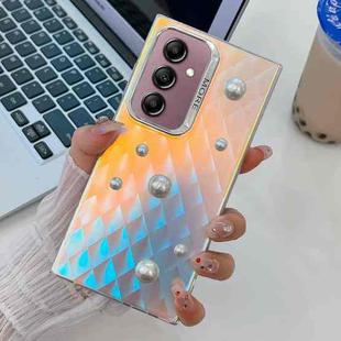 For Samsung Galaxy A14 5G Electroplating Pearl Laser Texture TPU Phone Case(Plaid)