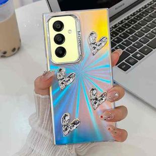 For Samsung Galaxy A15 5G Electroplating 4-Heart Laser Texture TPU Phone Case(CD Stripes)