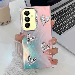 For Samsung Galaxy A15 5G Electroplating 4-Heart Laser Texture TPU Phone Case(Feather Yarn)