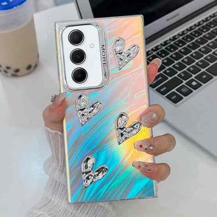 For Samsung Galaxy A55 5G Electroplating 4-Heart Laser Texture TPU Phone Case(Running Water)