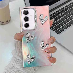 For Samsung Galaxy A35 5G Electroplating 4-Heart Laser Texture TPU Phone Case(Feather Yarn)