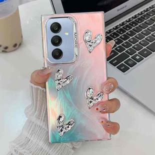 For Samsung Galaxy A25 5G Electroplating 4-Heart Laser Texture TPU Phone Case(Feather Yarn)