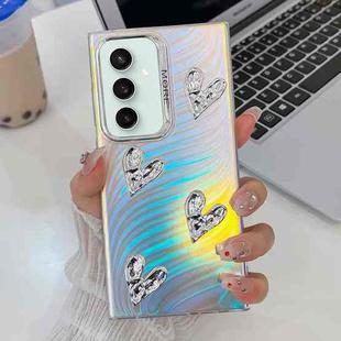 For Samsung Galaxy S23 FE 5G Electroplating 4-Heart Laser Texture TPU Phone Case(Water Ripples)