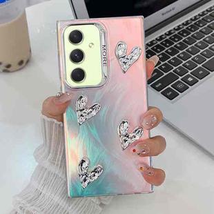For Samsung Galaxy A54 5G Electroplating 4-Heart Laser Texture TPU Phone Case(Feather Yarn)