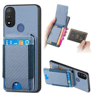 For Motorola Moto E20 / E30 Carbon Fiber Vertical Flip Wallet Stand Phone Case(Blue)