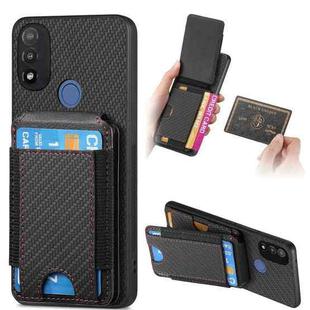 For Motorola Moto E20 / E30 Carbon Fiber Vertical Flip Wallet Stand Phone Case(Black)