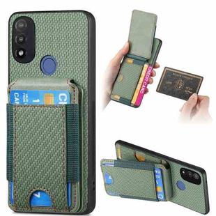 For Motorola Moto E20 / E30 Carbon Fiber Vertical Flip Wallet Stand Phone Case(Green)