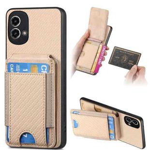 For Motorola Moto G Stylus 5G 2024 Carbon Fiber Vertical Flip Wallet Stand Phone Case(Khaki)