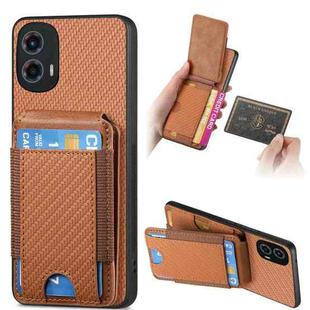 For Motorola Moto G 5G 2024 4G Carbon Fiber Vertical Flip Wallet Stand Phone Case(Brown)