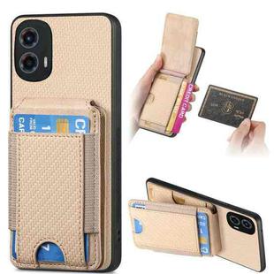 For Motorola Moto G 5G 2024 4G Carbon Fiber Vertical Flip Wallet Stand Phone Case(Khaki)