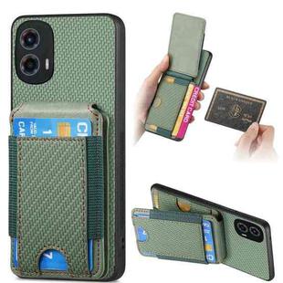 For Motorola Moto G 5G 2024 4G Carbon Fiber Vertical Flip Wallet Stand Phone Case(Green)