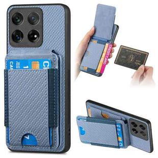 For OnePlus 12 5G Carbon Fiber Vertical Flip Wallet Stand Phone Case(Blue)