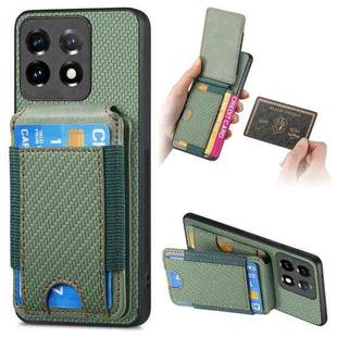 For OnePlus 11 Carbon Fiber Vertical Flip Wallet Stand Phone Case(Green)