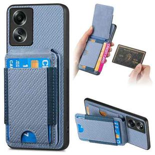 For OPPO A58 4G Carbon Fiber Vertical Flip Wallet Stand Phone Case(Blue)