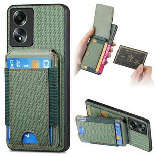 For OPPO A58 4G Carbon Fiber Vertical Flip Wallet Stand Phone Case(Green)