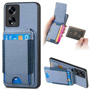 For OPPO A1 5G Carbon Fiber Vertical Flip Wallet Stand Phone Case(Blue)